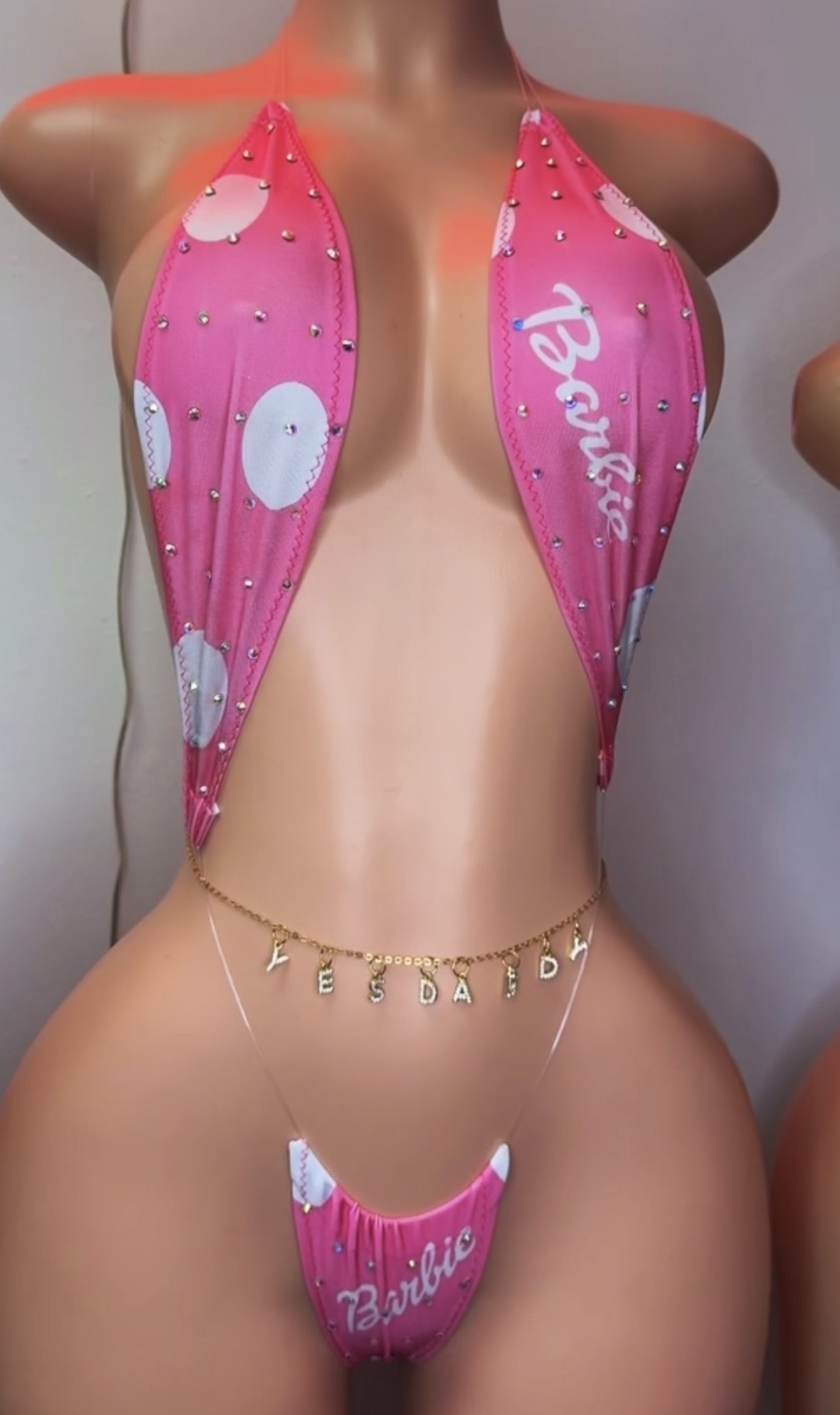 Hot pink sling shot one-piece by JaszItUp BagFitsz